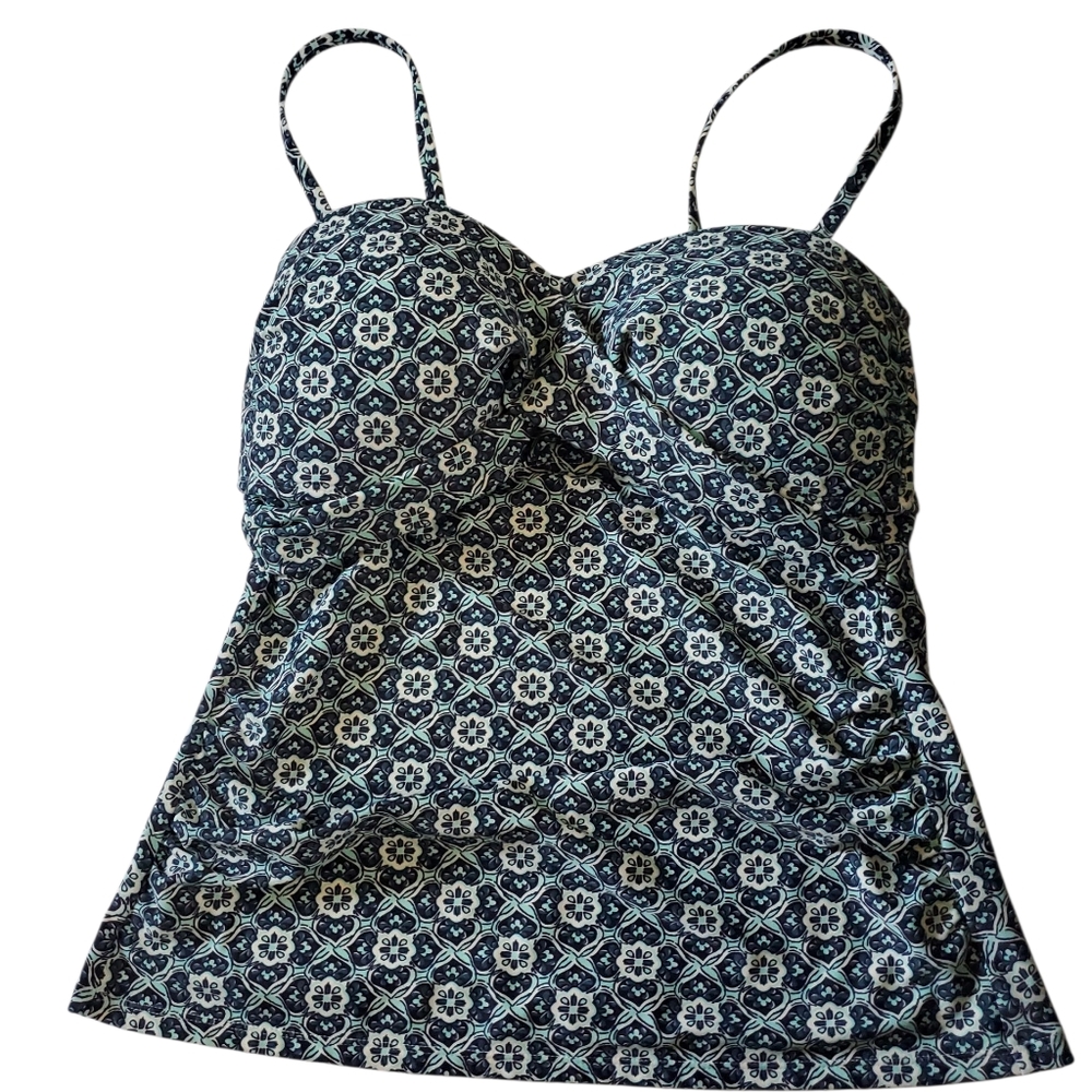 Kona Sol Black and White Floral Tankini Size Medium